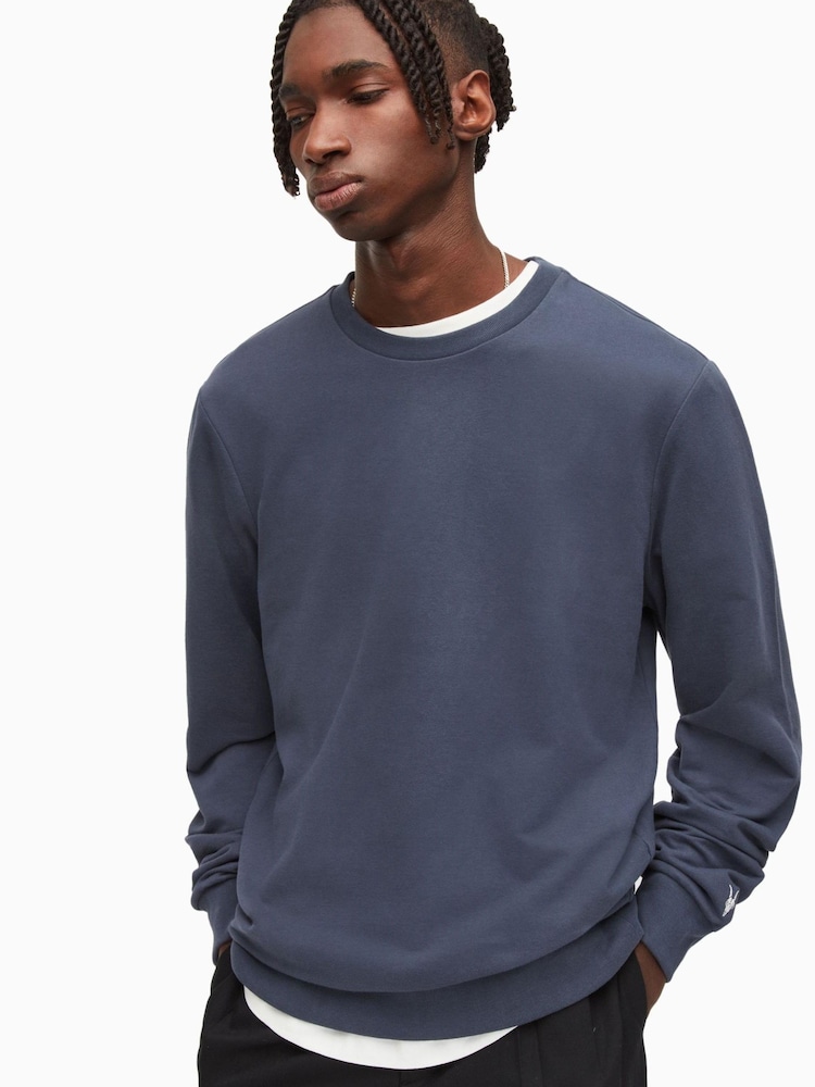AllSaints Blue 100% Cotton Haste Crew T-Shirt - Image 1 of 4