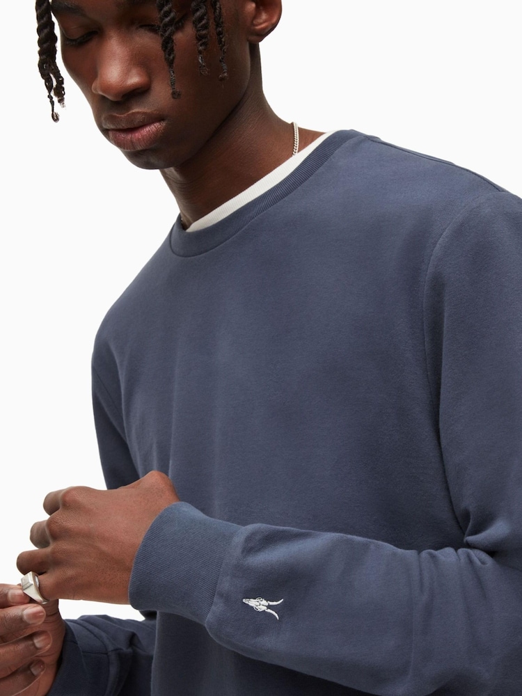 AllSaints Blue 100% Cotton Haste Crew T-Shirt - Image 4 of 4