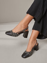 Monochrome Forever Comfort® Square Toe Slingback Block Heel Shoes - Image 3 of 12