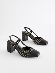 Monochrome Forever Comfort® Square Toe Slingback Block Heel Shoes - Image 6 of 12