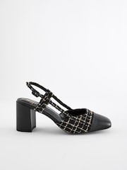 Monochrome Forever Comfort® Square Toe Slingback Block Heel Shoes - Image 7 of 12