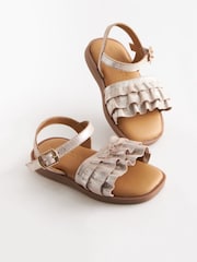 Metallic Pink Leather Ruffle Sandals - Image 2 of 5