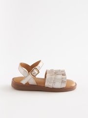 Metallic Pink Leather Ruffle Sandals - Image 3 of 5