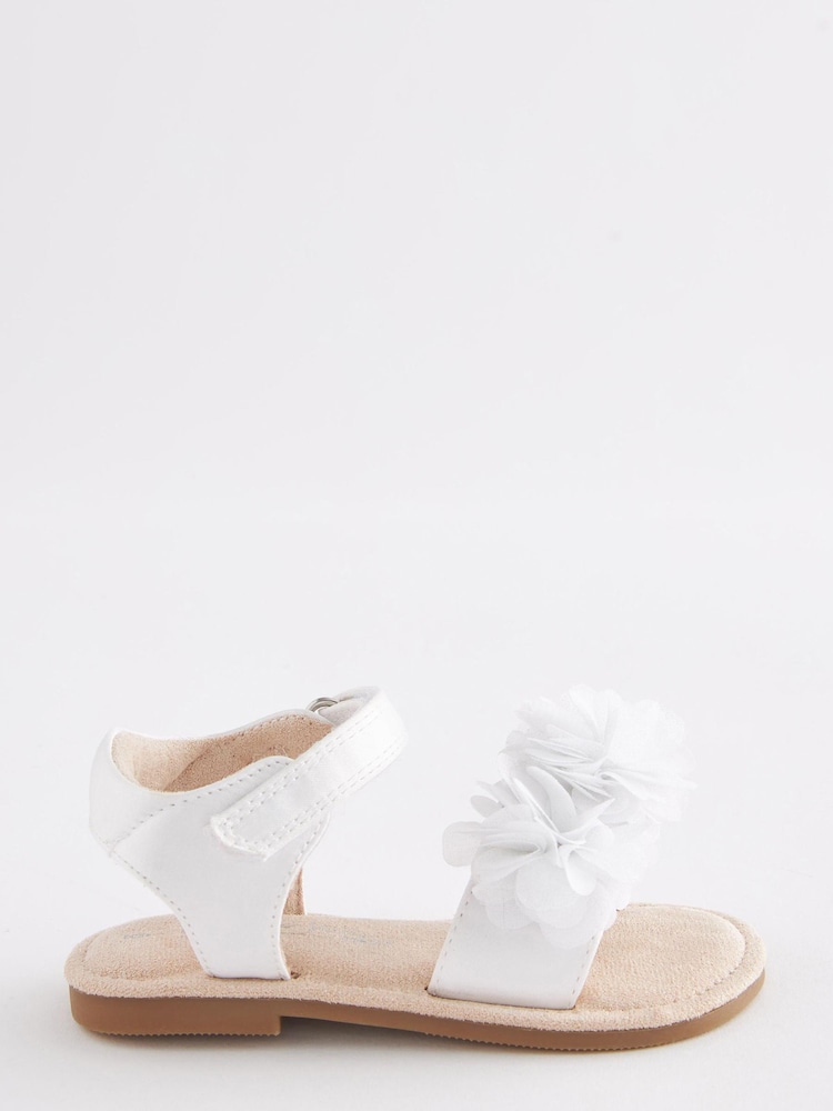White Bridesmaid Collection Corsage Sandals - Image 1 of 4