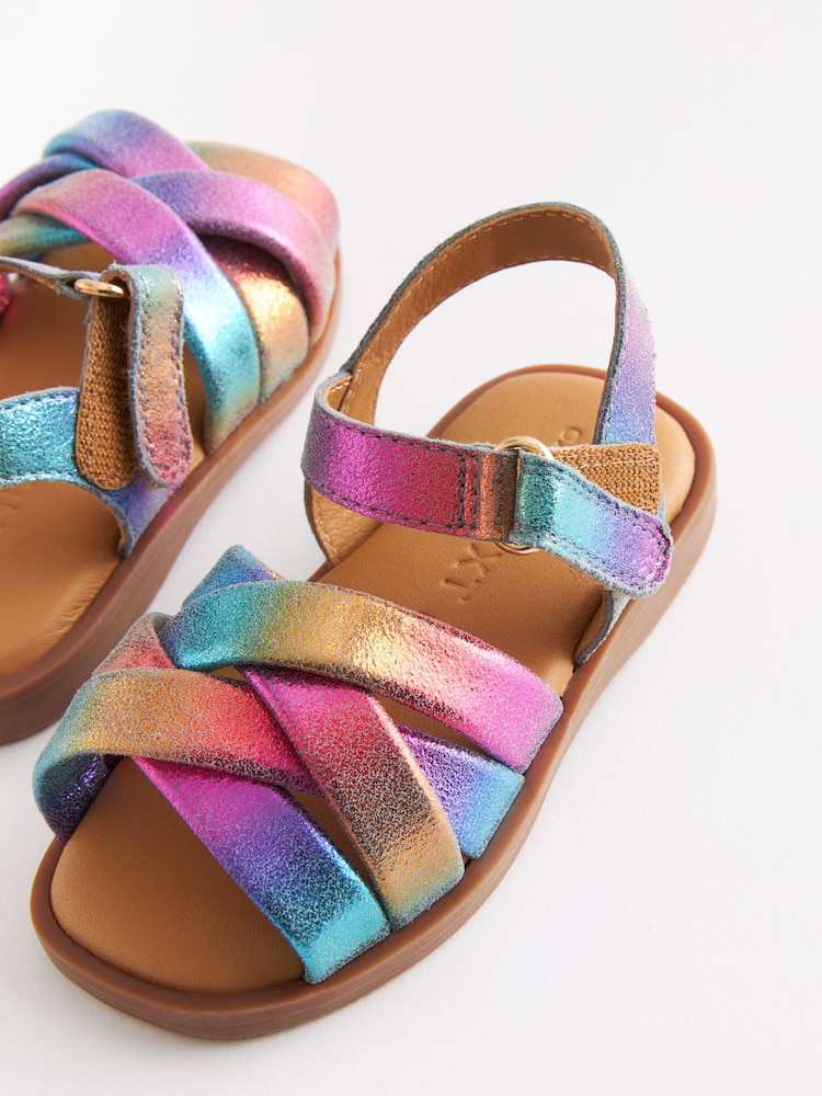 Purple Metallic Leather Woven Sandals - Image 3 of 5