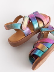Purple Metallic Leather Woven Sandals - Image 4 of 5