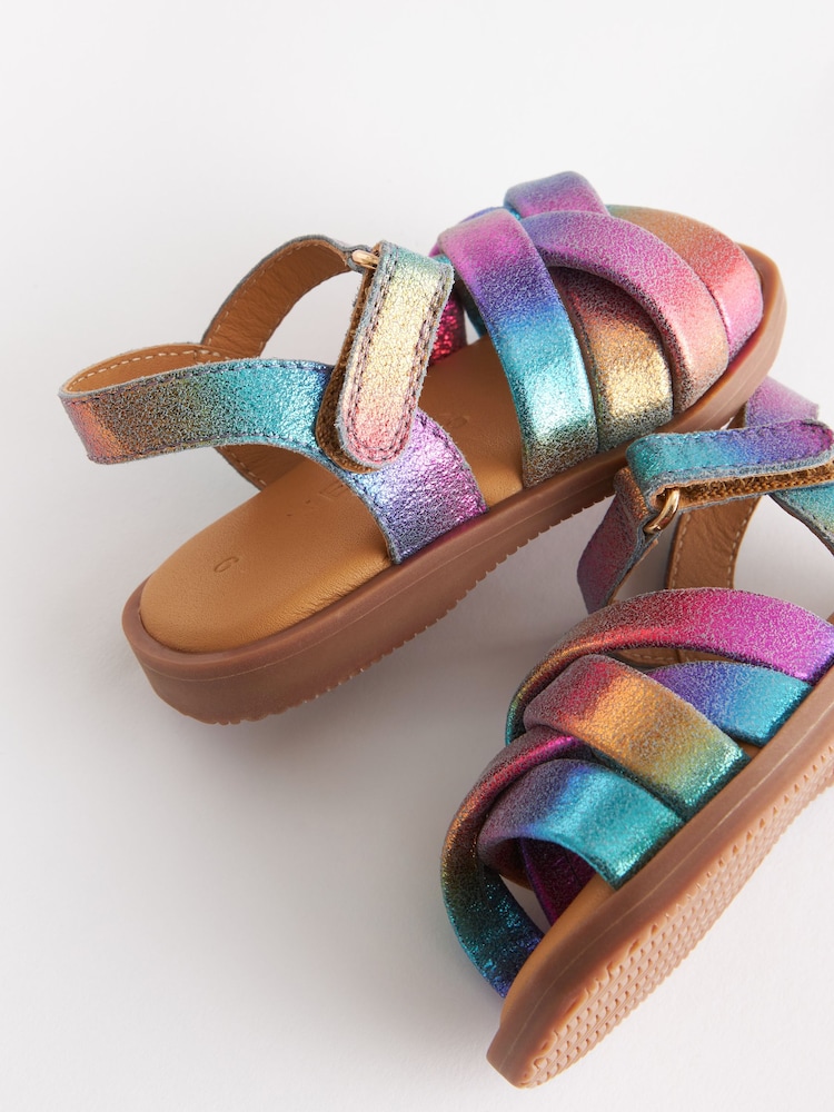 Purple Metallic Leather Woven Sandals - Image 4 of 5