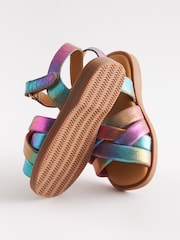 Purple Metallic Leather Woven Sandals - Image 5 of 5