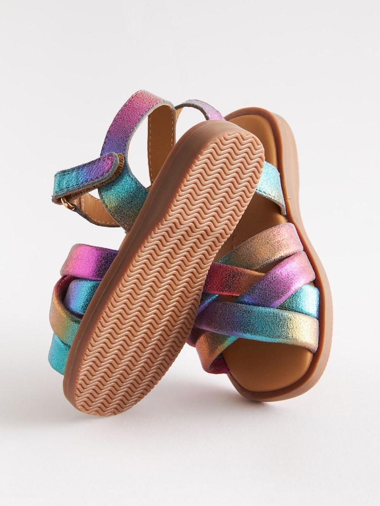 Purple Metallic Leather Woven Sandals - Image 5 of 5