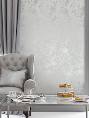Laura Ashley Silver Westbourne 10M Wallpaper - Image 1 of 4