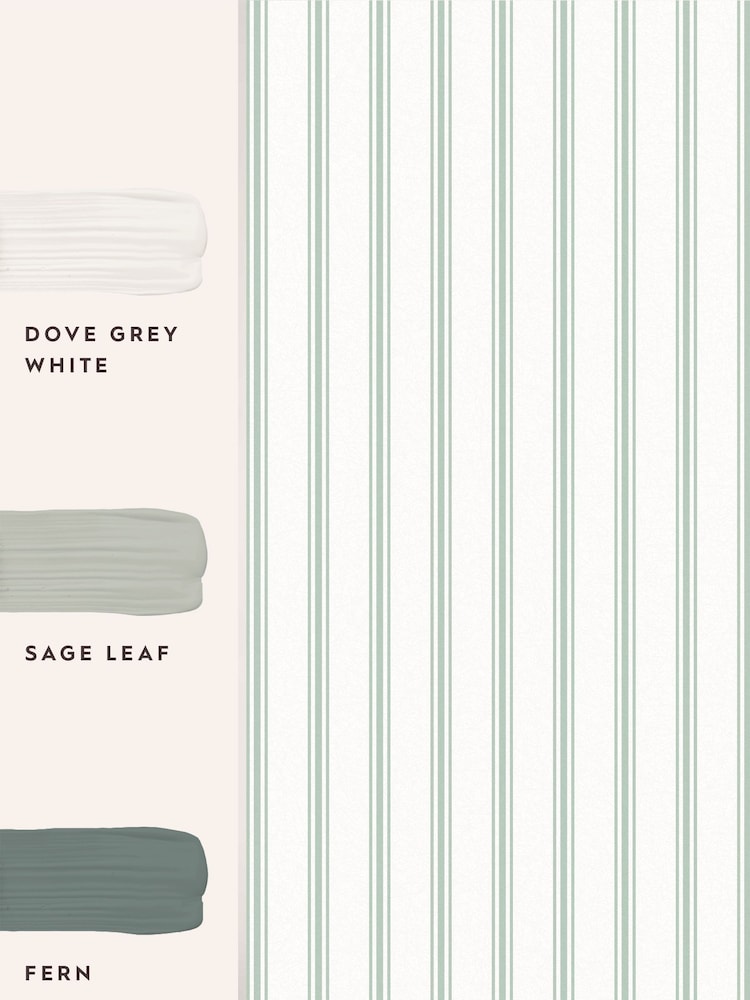 Laura Ashley Sage Farnworth Stripe 10M Wallpaper - Image 4 of 4