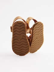 Gold Leather Standard Fit (F) Leather Woven Ankle Strap Sandals - Image 6 of 6