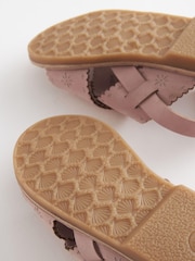 Pink Leather Cross Strap Sandals - Image 3 of 4