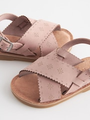 Pink Leather Cross Strap Sandals - Image 4 of 4