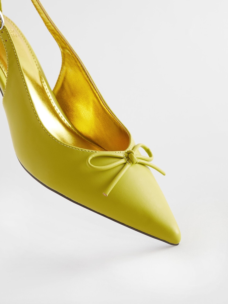 Lime Green Forever Comfort Bow Slingback Heels - Image 9 of 9