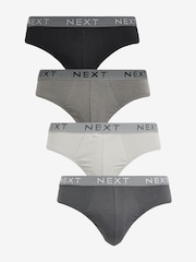 Grey Mixed 4 pack Cotton Rich Briefs - Image 1 of 7