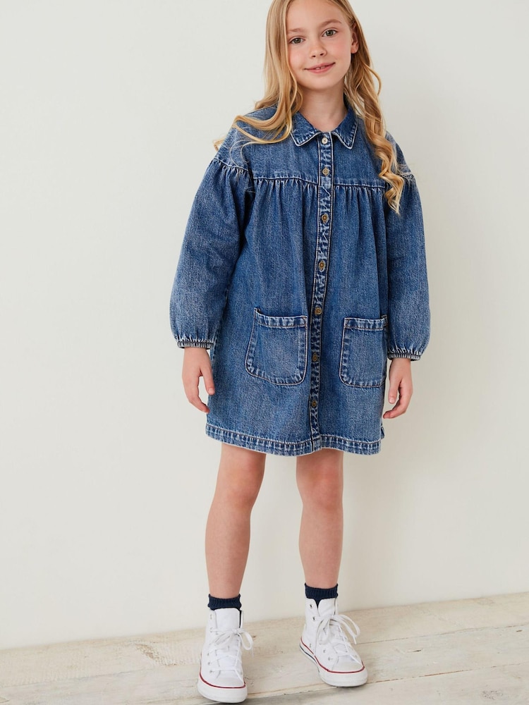 Blue Denim Shirt Dress (3-16yrs) - Image 1 of 6 Blue Denim Shirt Dress (3-16yrs) - Image 1 of 6