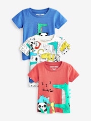 Red/Blue Animal Short Sleeve Character T-Shirts 3 Pack (3mths-7yrs) - Image 1 of 6