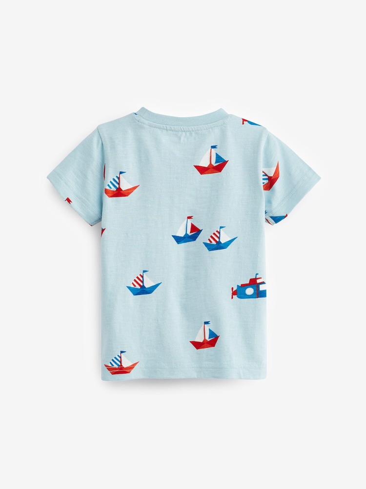 Blue Boats Short Sleeve Character T-Shirts 3 Pack (3mths-7yrs) - Image 2 of 2