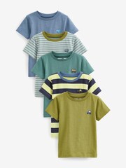 Green/Blue Stripe Short Sleeves T-Shirt 5 Pack (3mths-7yrs) - Image 1 of 2