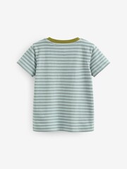 Green/Blue Stripe Short Sleeves T-Shirt 5 Pack (3mths-7yrs) - Image 2 of 2