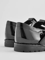 Black Patent Wide Fit (G) School Junior Bow T-Bar Shoes - Image 5 of 7