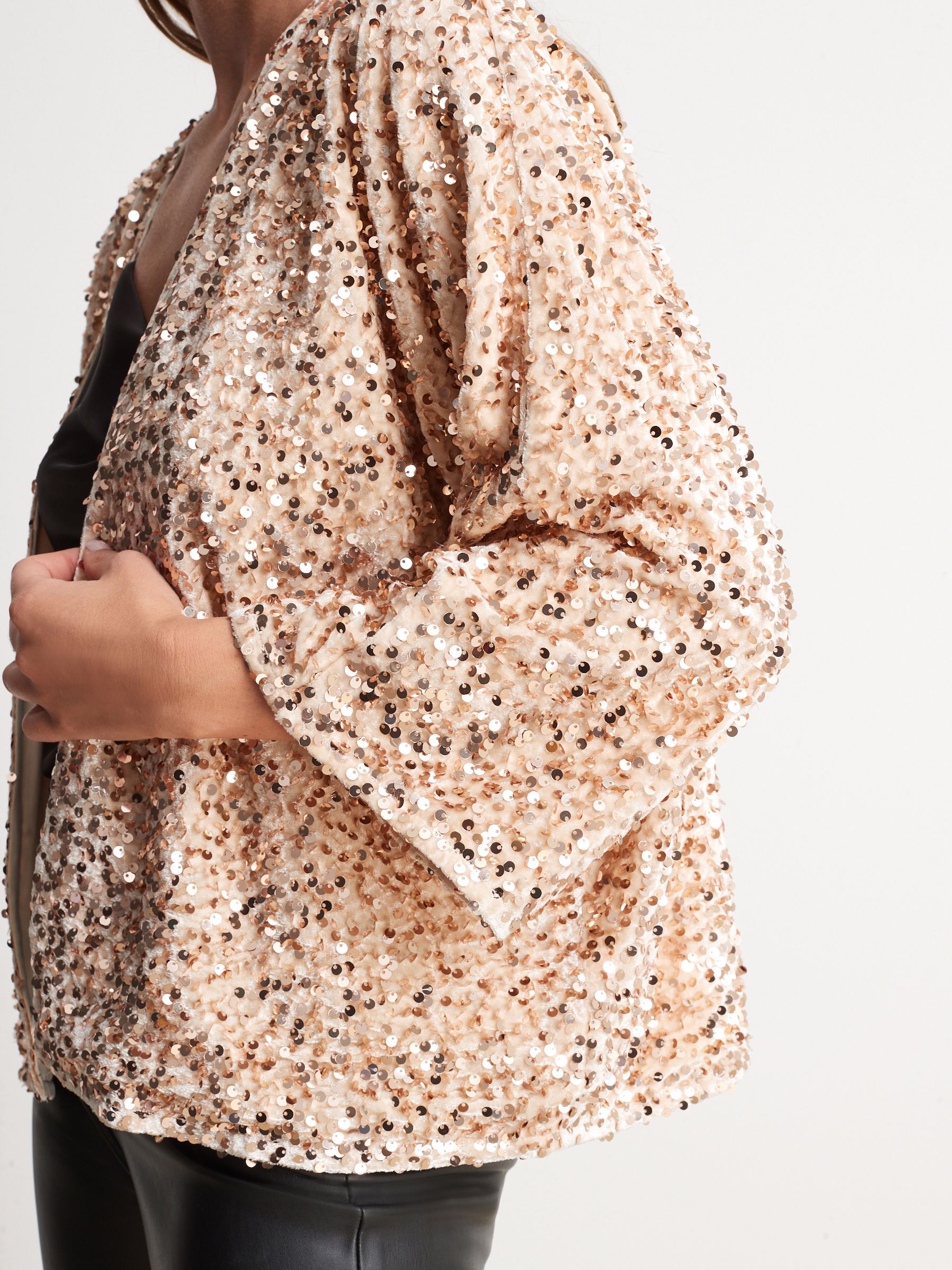 Rose gold glitter jacket top