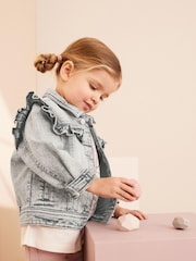 رمادي - Denim Frill Jacket (3mths-7yrs) - صورة 4 من 10