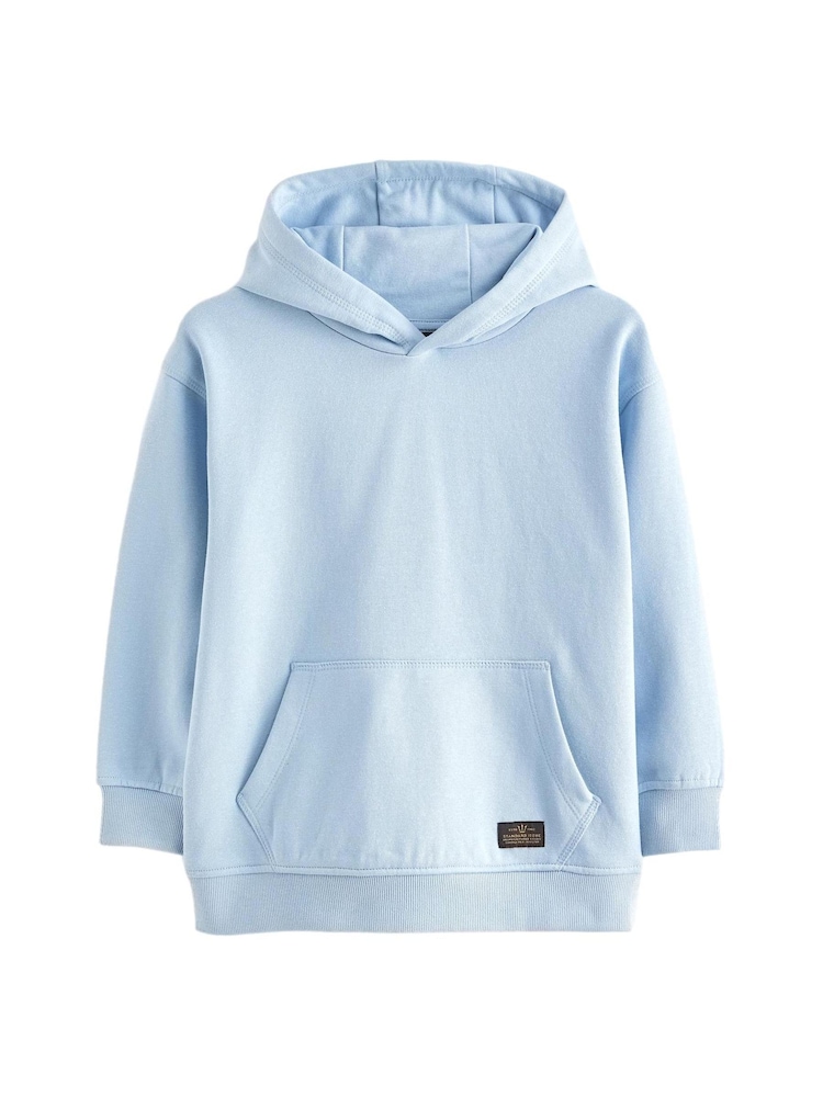 Light Blue Plain Jersey Hoodie (3-16yrs) - Image 1 of 3 Light Blue Plain Jersey Hoodie (3-16yrs) - Image 1 of 3