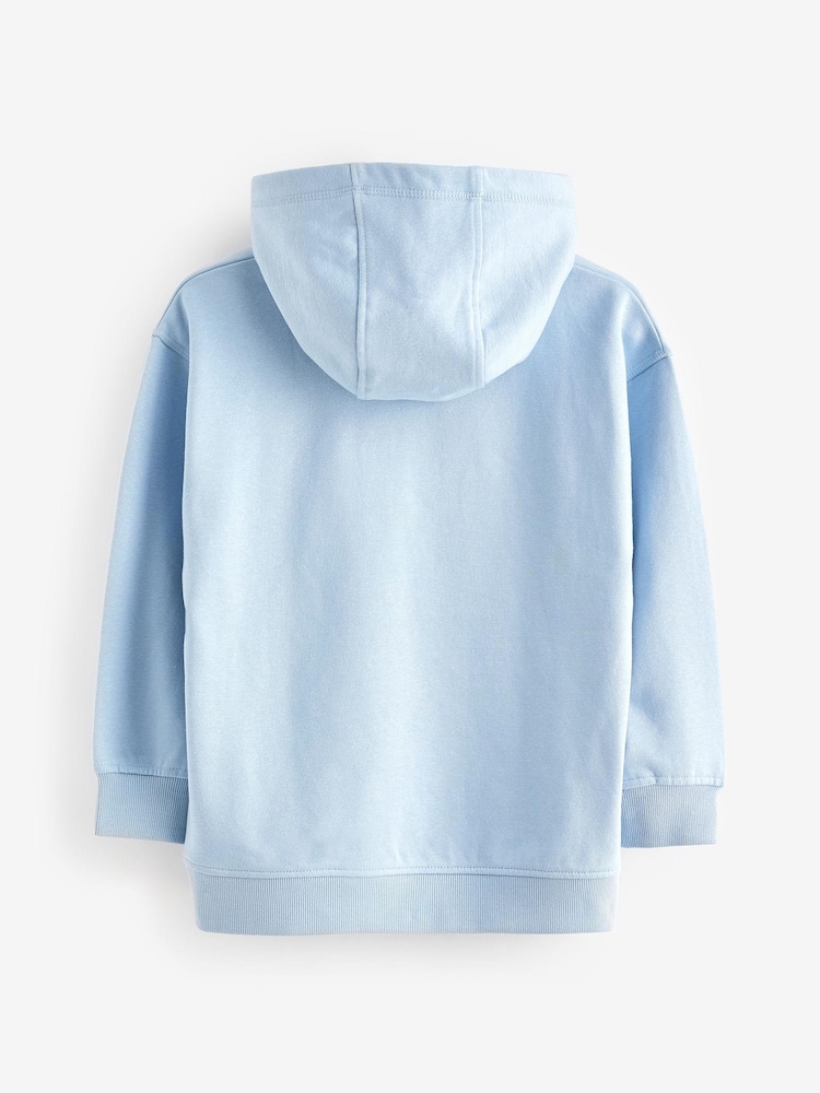 Light Blue Plain Jersey Hoodie (3-16yrs) - Image 2 of 3 Light Blue Plain Jersey Hoodie (3-16yrs) - Image 2 of 3