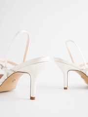Ivory White Forever Comfort® Wedding Satin Embellished Heel Bridal Shoes - Image 7 of 9