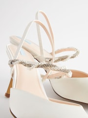 Ivory White Forever Comfort® Wedding Satin Embellished Heel Bridal Shoes - Image 8 of 9