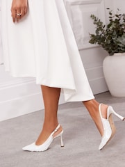 Ivory Forever Comfort Wedding Sequin Slingback Bridal Shoes - Image 4 of 10