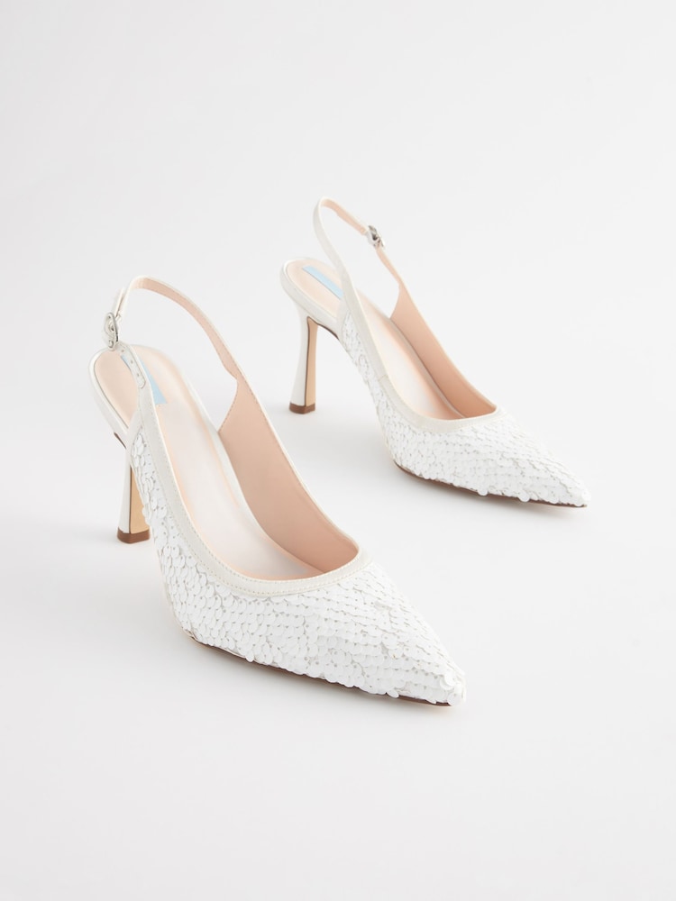 Ivory Forever Comfort Wedding Sequin Slingback Bridal Shoes - Image 6 of 10