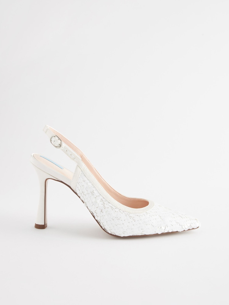 Ivory Forever Comfort Wedding Sequin Slingback Bridal Shoes - Image 7 of 10
