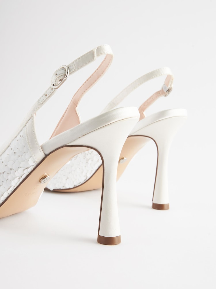 Ivory Forever Comfort Wedding Sequin Slingback Bridal Shoes - Image 8 of 10