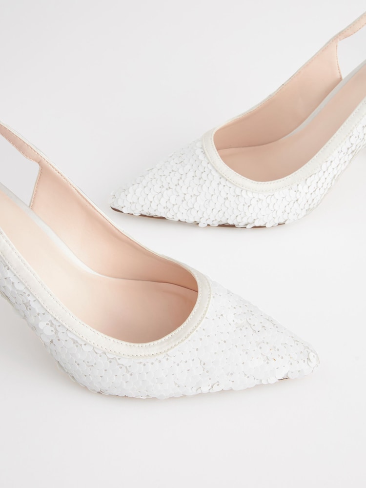 Ivory Forever Comfort Wedding Sequin Slingback Bridal Shoes - Image 9 of 10