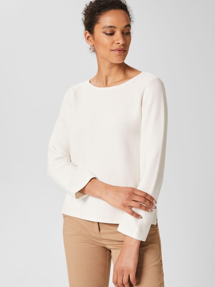 Hobbs Cream Beatrice 100% Cotton Jumper - Image 1 of 4