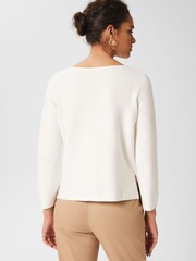 Hobbs Cream Beatrice 100% Cotton Jumper - Image 2 of 4