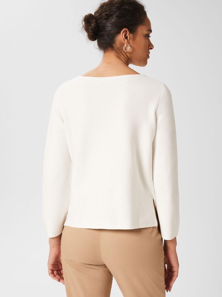 Hobbs Cream Beatrice 100% Cotton Jumper - Image 2 of 4