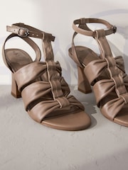 Taupe Signature Leather Bow Sandals - Image 4 of 6