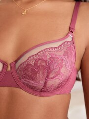Pink Non Pad Floral Lace & Mesh Balcony Bra - Image 5 of 6