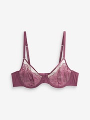 Pink Non Pad Floral Lace & Mesh Balcony Bra - Image 6 of 6