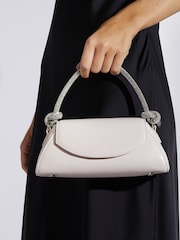 Dune London Cream Brynley Diamanté Tubular Hand Bag - Image 1 of 6
