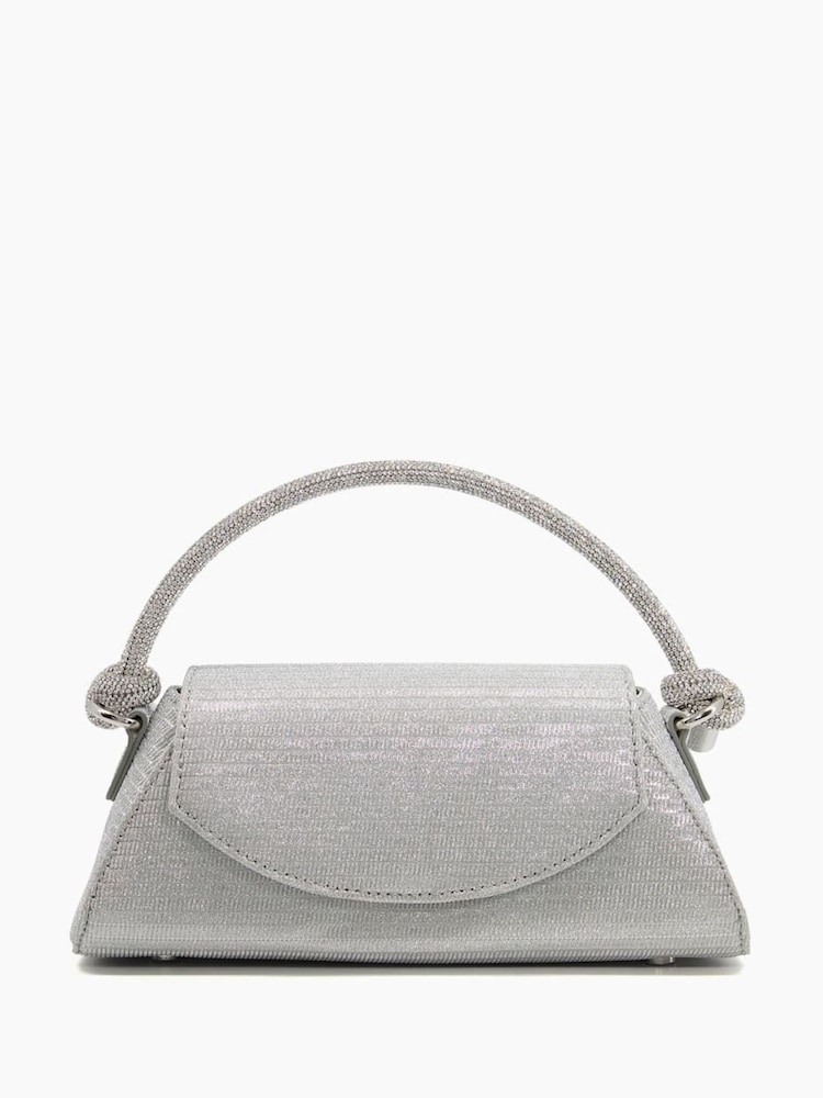 Dune London Silver Brynley Diamanté Tubular Hand Bag - Image 1 of 3 Dune London Silver Brynley Diamanté Tubular Hand Bag - Image 1 of 3
