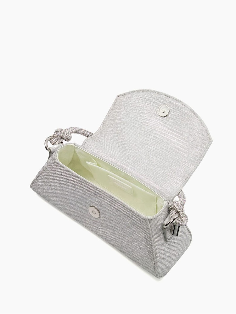 Dune London Silver Brynley Diamanté Tubular Hand Bag - Image 2 of 3 Dune London Silver Brynley Diamanté Tubular Hand Bag - Image 2 of 3