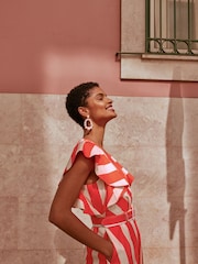 Phase Eight Lottie Red Stripe Maxi Summer Dress - Image 2 of 8