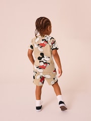 Neutral Tan Mickey Mouse All-Over Printed T-Shirt and Shorts License Set (3mths-8yrs) - Image 2 of 6