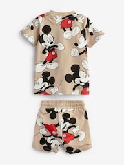 Neutral Tan Mickey Mouse All-Over Printed T-Shirt and Shorts License Set (3mths-8yrs) - Image 6 of 6