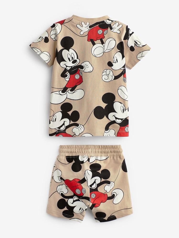 Neutral Tan Mickey Mouse All-Over Printed T-Shirt and Shorts License Set (3mths-8yrs) - Image 6 of 6